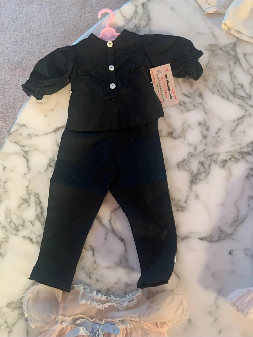 Vintage Doll Clothing 9 Piece Lot– Assorted Pastel & Blue Outfits
